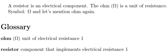 image of sample document referencing units followed by a glossary