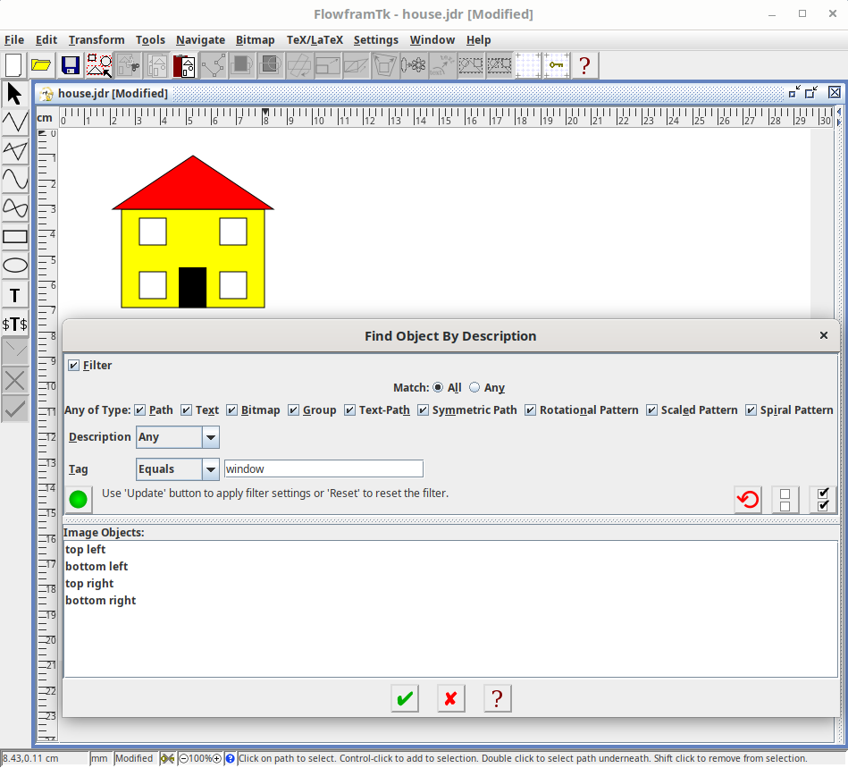 Assigning and finding by description in FlowframTk.