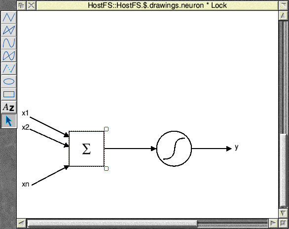 Screenshot of Draw showing an image of an artificial neuron with a summation sign.