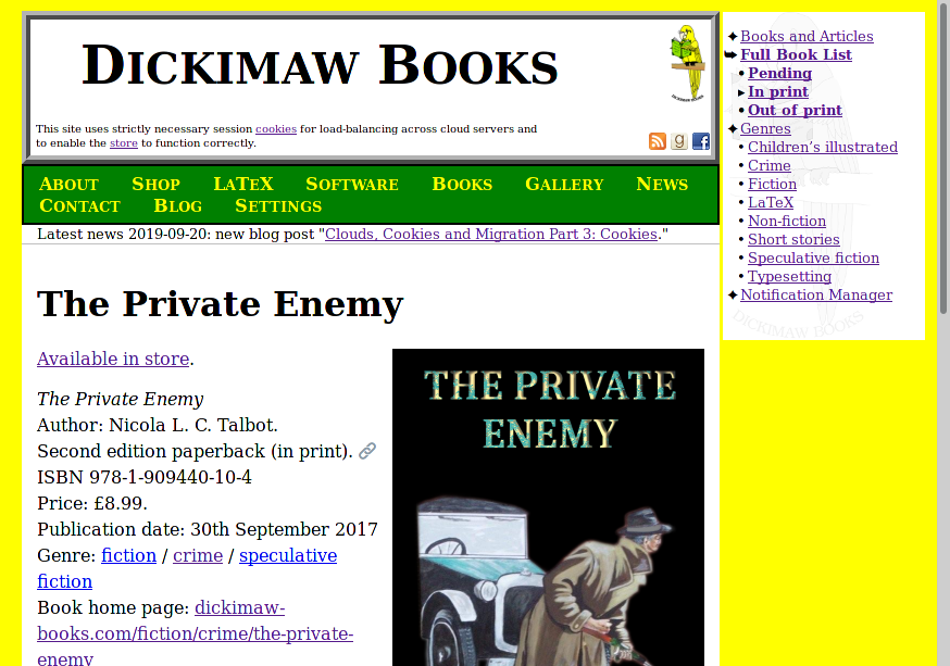 Image of a page on the Dickimaw Books site using the default settings