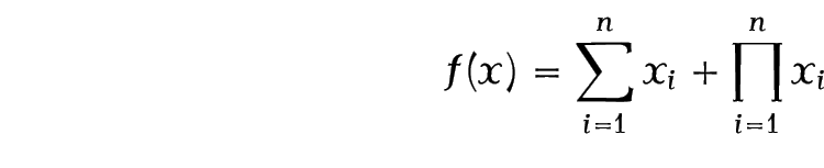 Image: f(x) = sum from i equals 1 to n x subscript i
+ product from i equals 1 to n x subscript i.