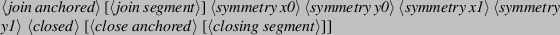 \begin{syntax}
\meta{join anchored} [\meta{join segment}]
\meta{symmetry x0} \...
...1}
\meta{closed} [\meta{close anchored} [\meta{closing segment}]]
\end{syntax}