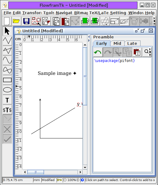 The window is split between the canvas on the left and the preamble panel on the right.