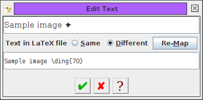 Edit text dialog box has a field for LaTeX alternative.