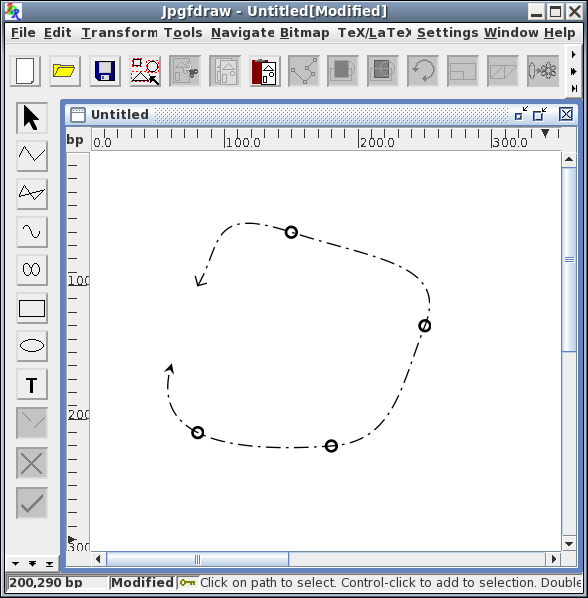 image of a dashed path with markers