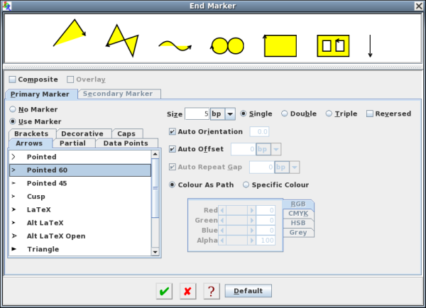 set end marker dialog box