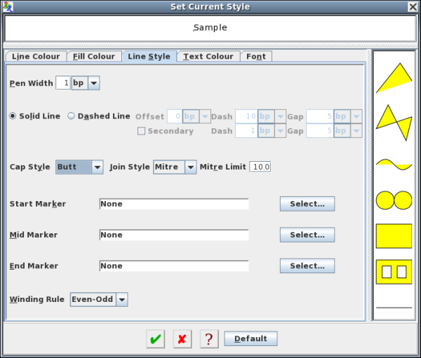 set line style dialog box