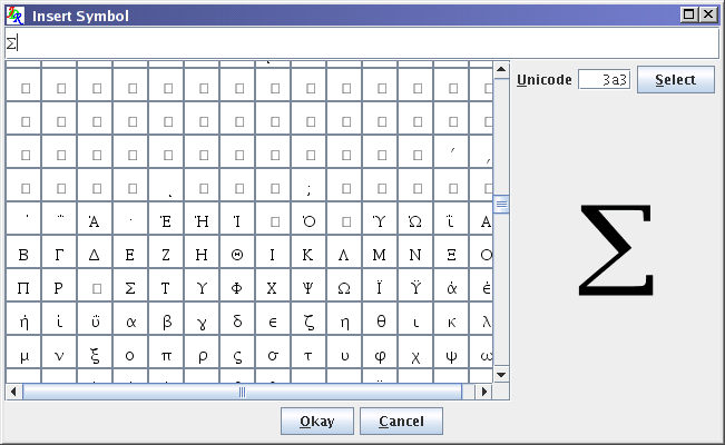 symbol dialog box