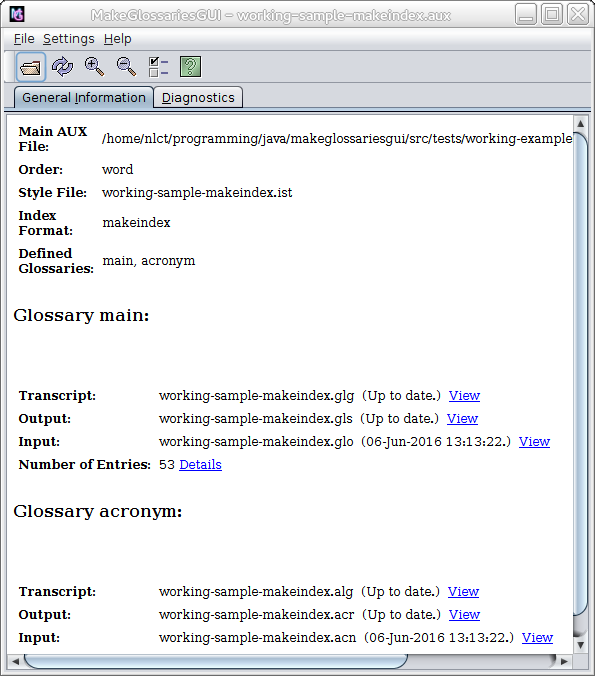 image of main window for makeindex example